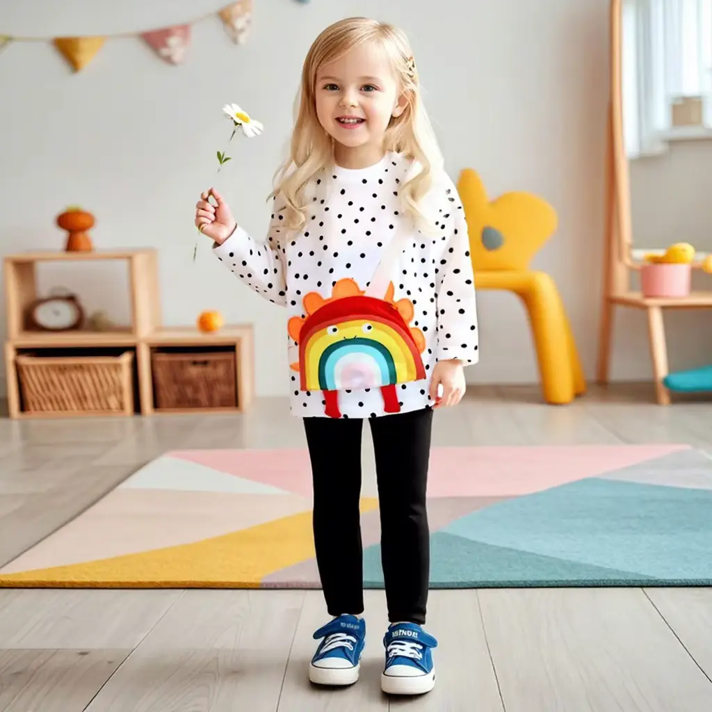 Girls Cotton Cartoon Pants Korean Long Sleeve Soft DOT Wholesale