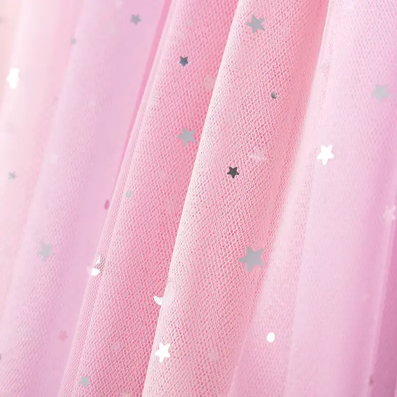 Girls Cotton Mesh Princess Dress Short Sleeve Star Pattern Wholesale product image 4