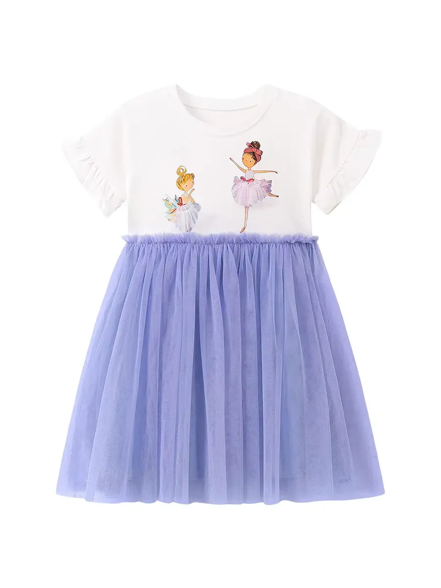 Girls Cotton Printed Customization O-neck A-line Knee-length Dresses Short Clothing Wholesale product image 4